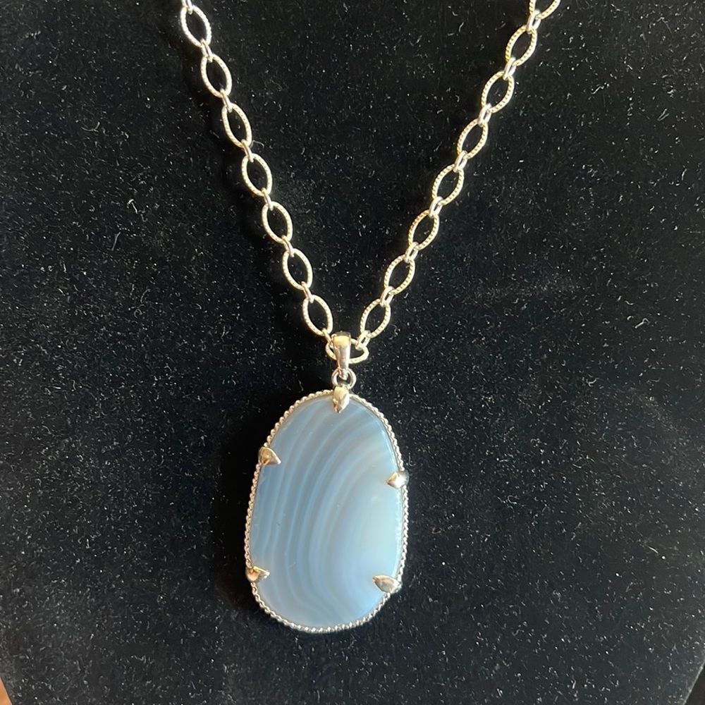 Handcrafted Glass Pendant Necklace – Silver Tone Chain – NWT